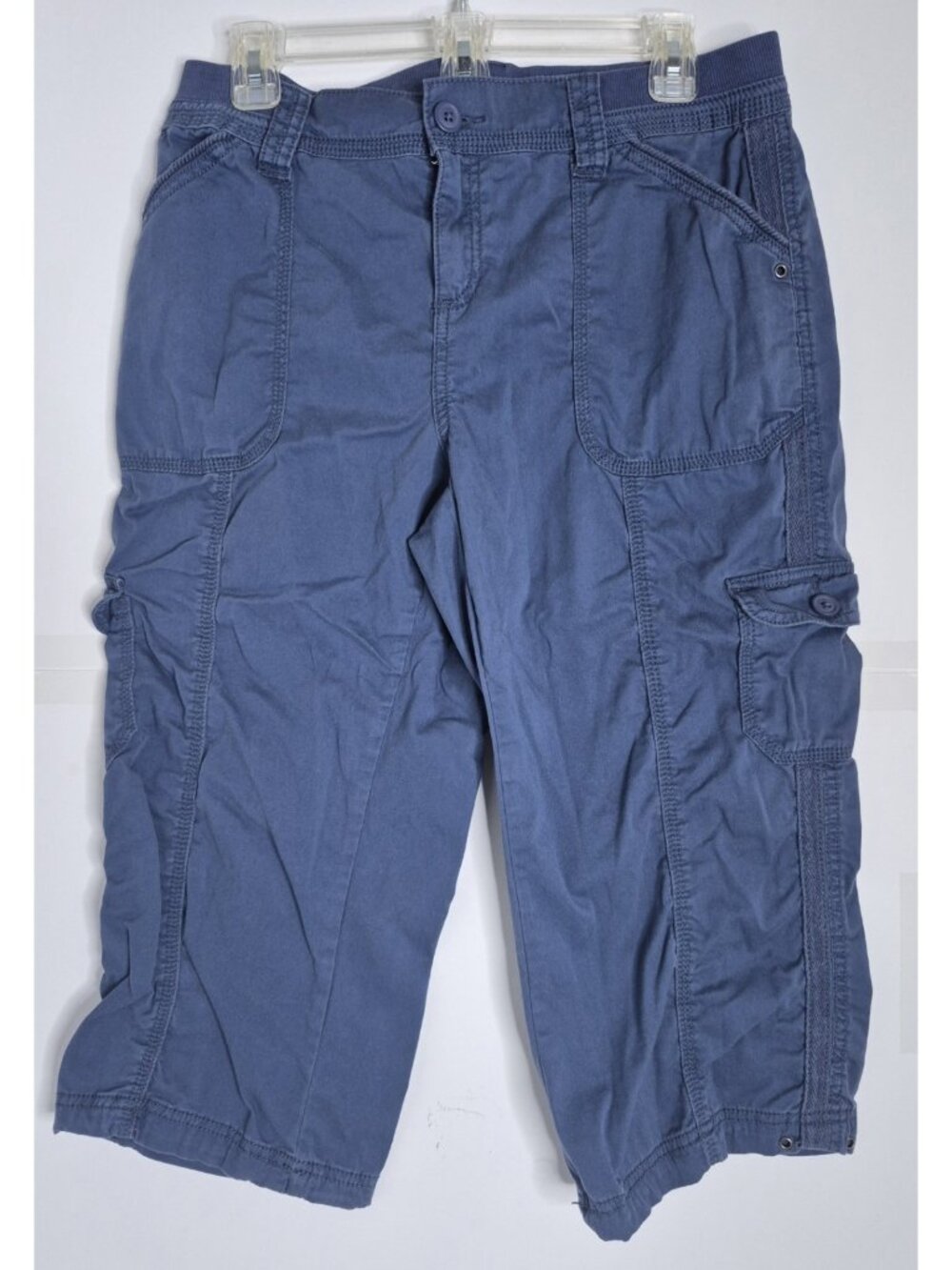 Style & Co Womens 10P Cargo Capri Pants Midrise Navy Blue